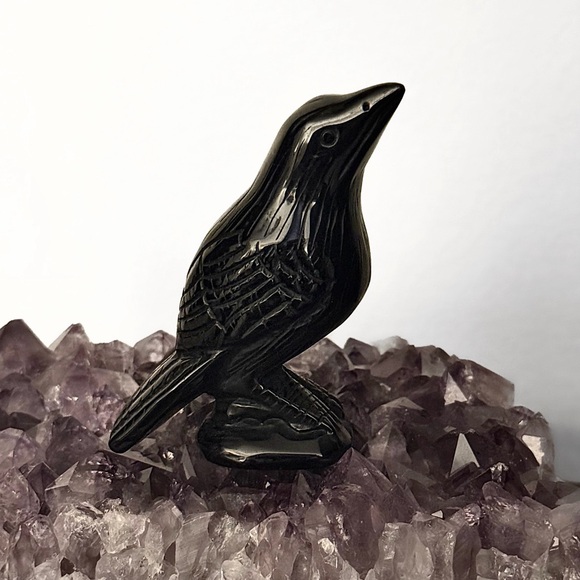 Other - NEW AAA Premium Black Obsidian Crystal Crow Carving